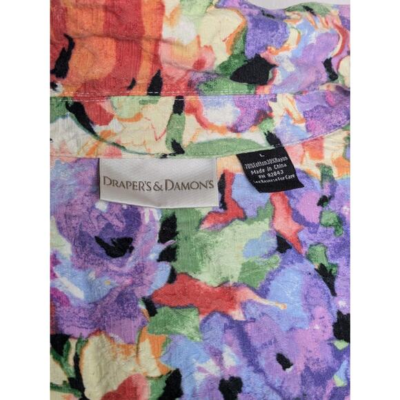 Drapers & Damons Floral Stretch Long Sleeve Collared Jacket Blazer, Womens Large - Picture 9 of 11